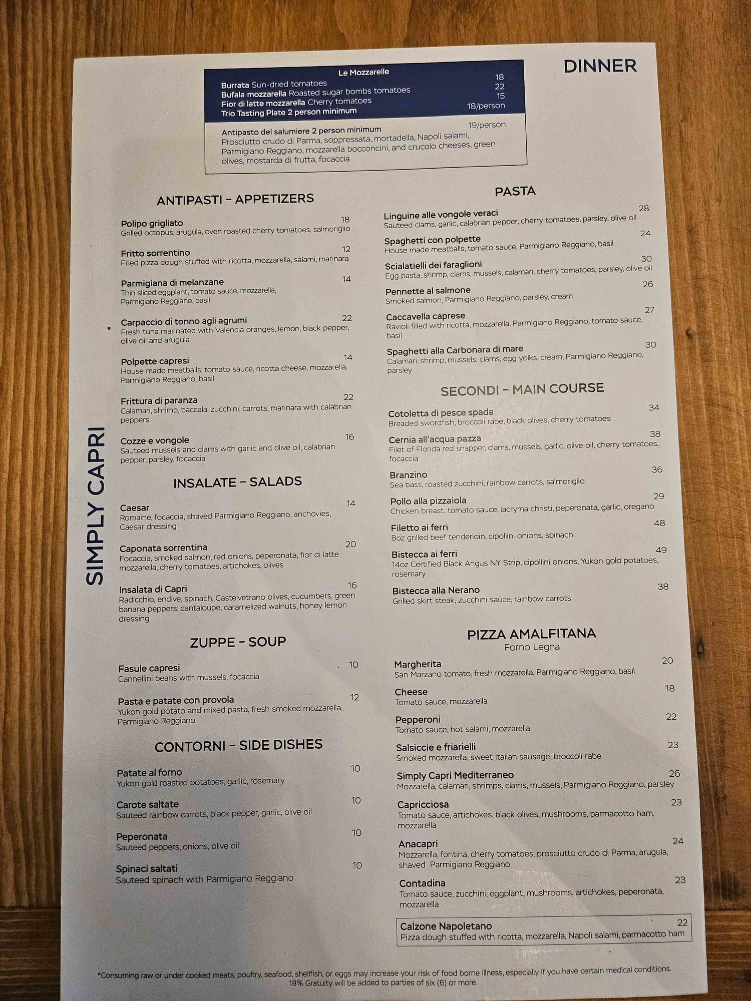 white paper menu